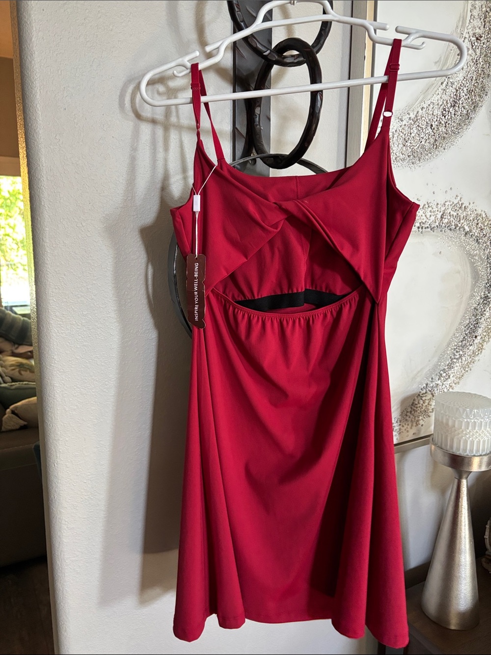 Workout dress Simple Red Spaghetti Strap Dress excersise med - Picture 3 of 4